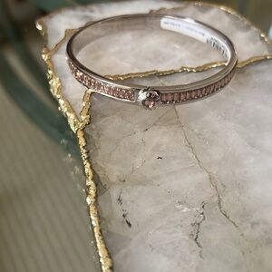 Silver Tone Pink Crystal Accent Smart Bracelet